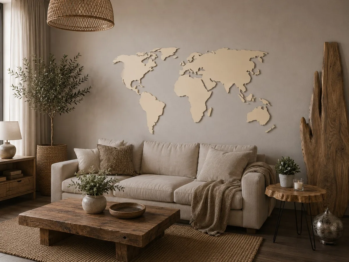 Wooden World Map Wall Decor