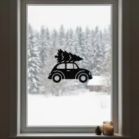 Retro Car with Christmas Tree Wall Decor – Birch Plywood