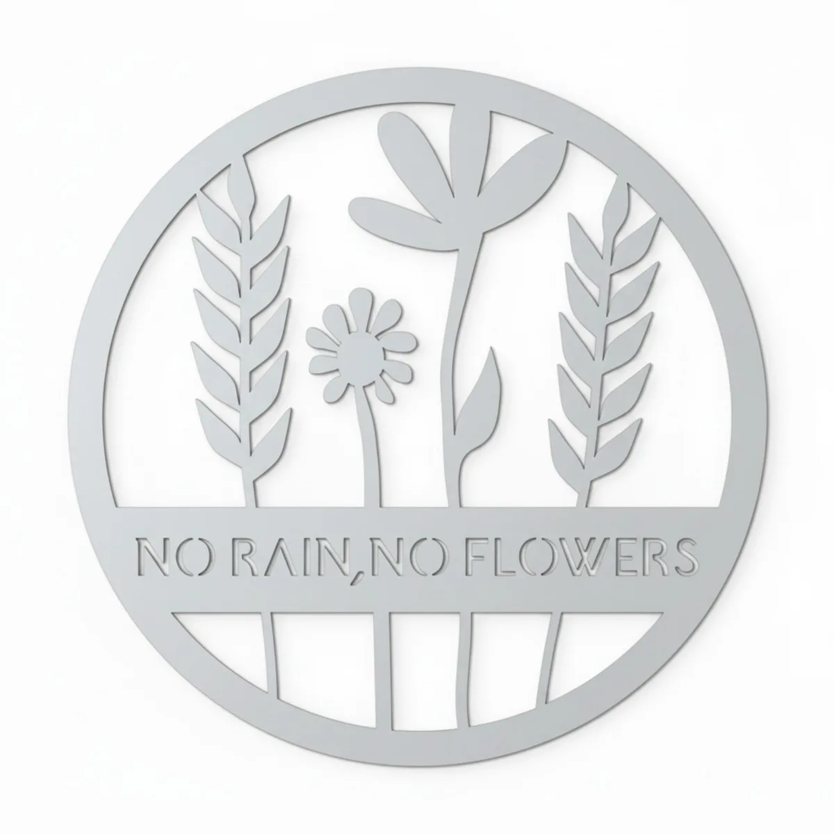 Déco murale en contreplaqué – No Rain No Flowers, ronde