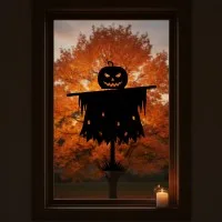 Pumpkin Scarecrow Wall Art – Halloween Stake Silhouette – Birch Plywood