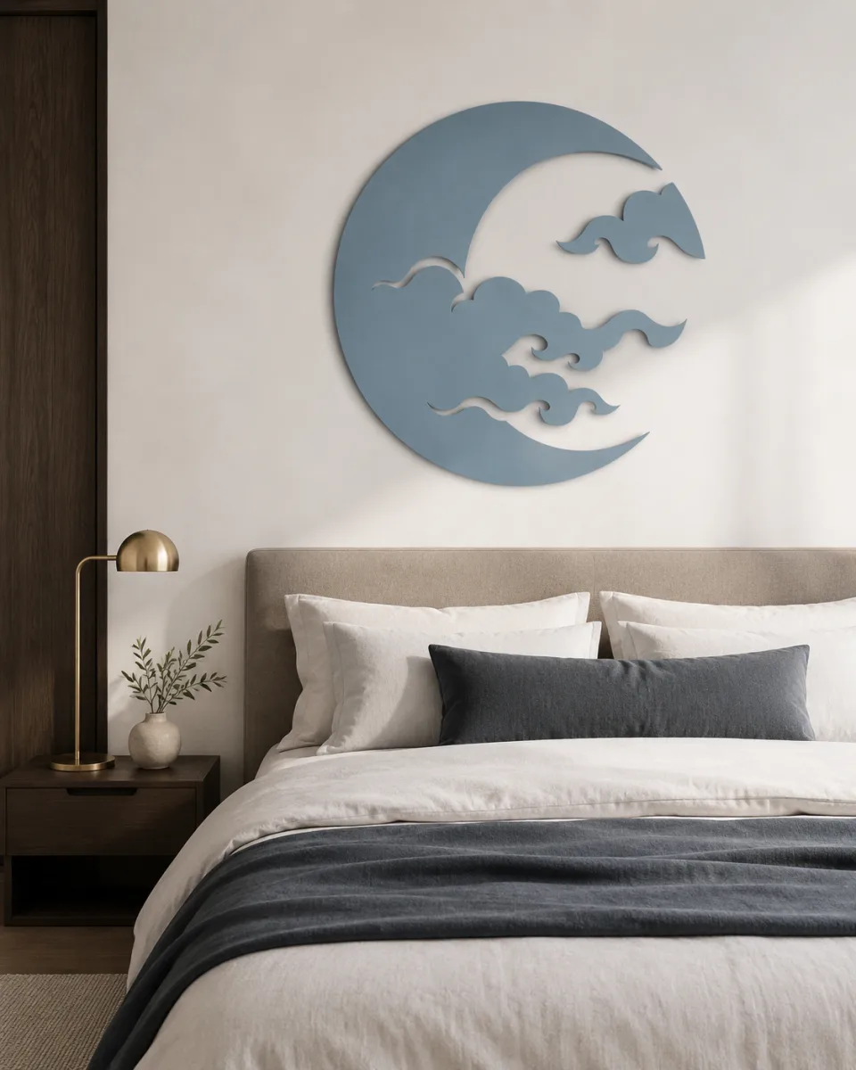 Crescent Moon with Clouds Wall Art