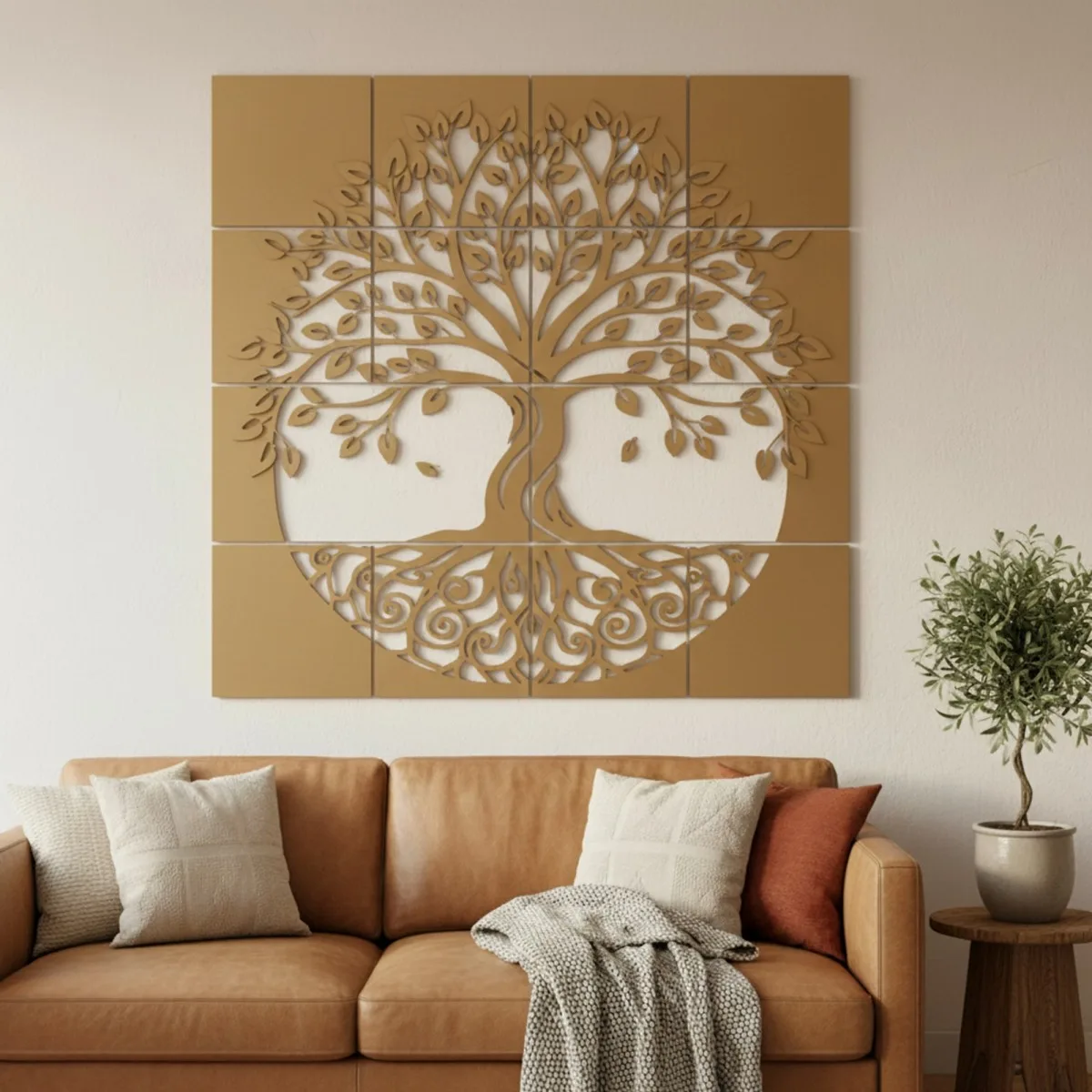 Set de décoration murale en contreplaqué « Arbre de vie » XXL (19 pièces)