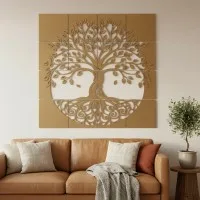 Set de décoration murale en contreplaqué « Arbre de vie » XXL (19 pièces)