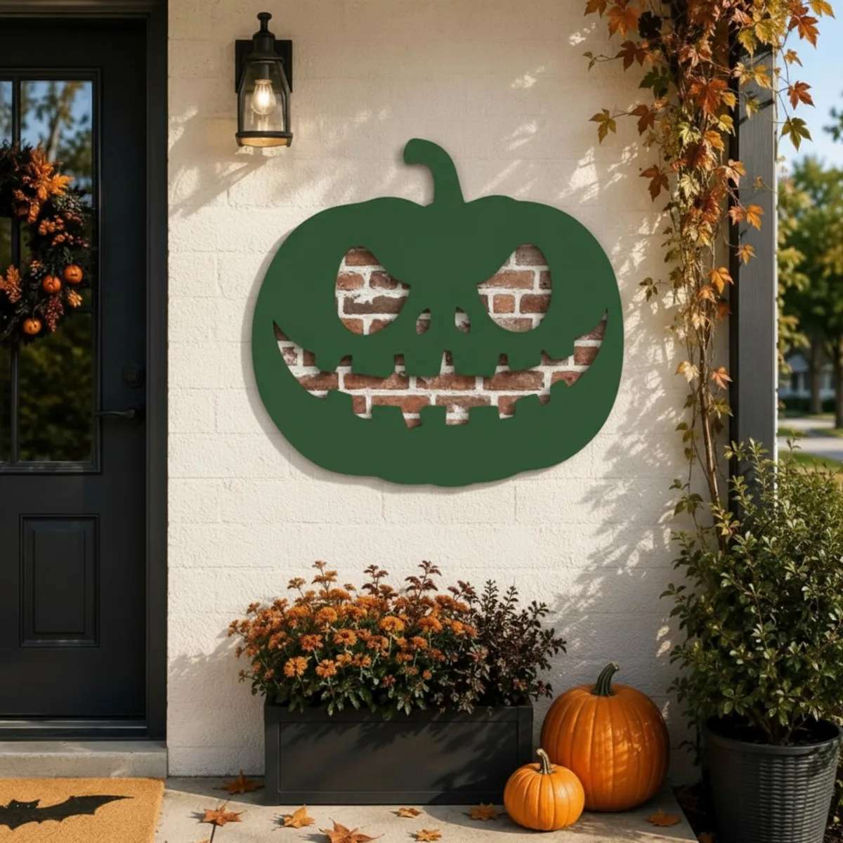 Halloween Kürbis Wandbild – Gruselige Jack-o'-Lantern Silhouette