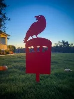 Halloween raaf grafsteen tuinsteker – RIP silhouet met raaf
