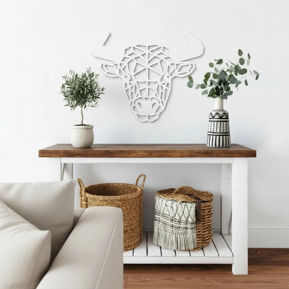 Wooden Origami Bull - Birch Plywood Wall Decor