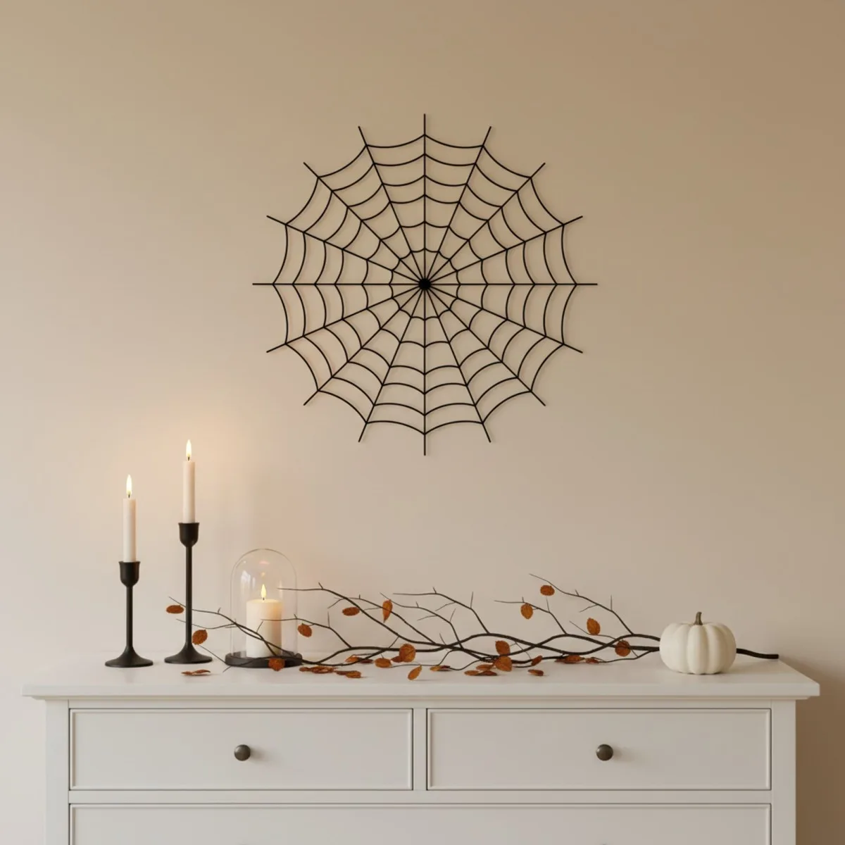 Décoration murale toile d'araignée – Silhouette ronde Halloween – Bouleau