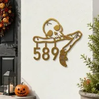 Halloween Skeleton House Number Sign – Custom Address Numbers, Skull & Bone