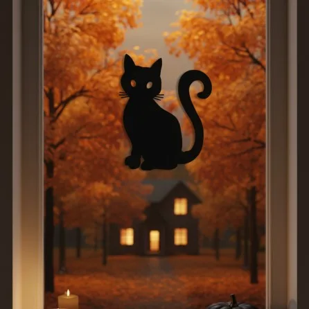 Chat Noir décor mural – silhouette en contreplaqué de bouleau découpé au laser