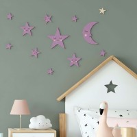 Moon and Stars Set Large – Birch Plywood Kawaii Nursery Decor