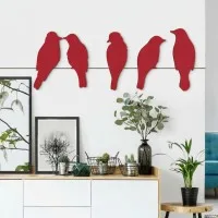 Wanddeko „Vogelfamilie“ – Birkenfurniersperrholz (5-teilig)