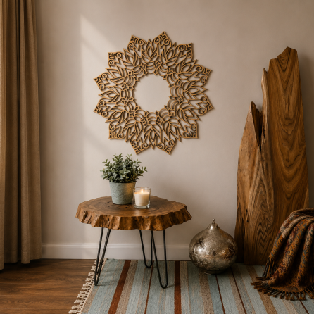 Wooden Mandala Wall Panel