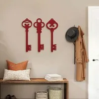Décoration murale clés vintage en bois (lot de 3) – contreplaqué de bouleau