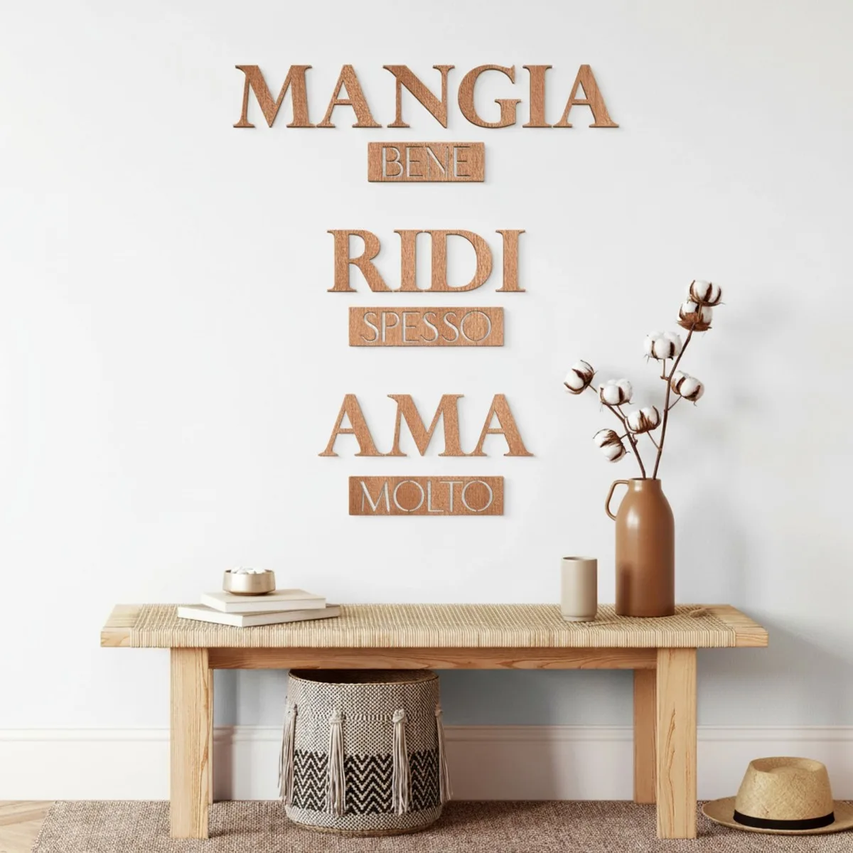 Multiplex wanddecoratie – Mangia bene, Ridi spesso, Ama molto