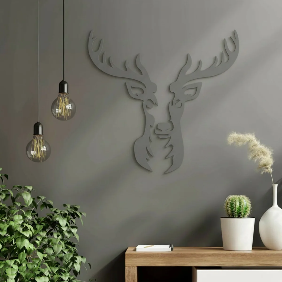 Deer Head Wall Decor – Birch Plywood – 40x42 cm