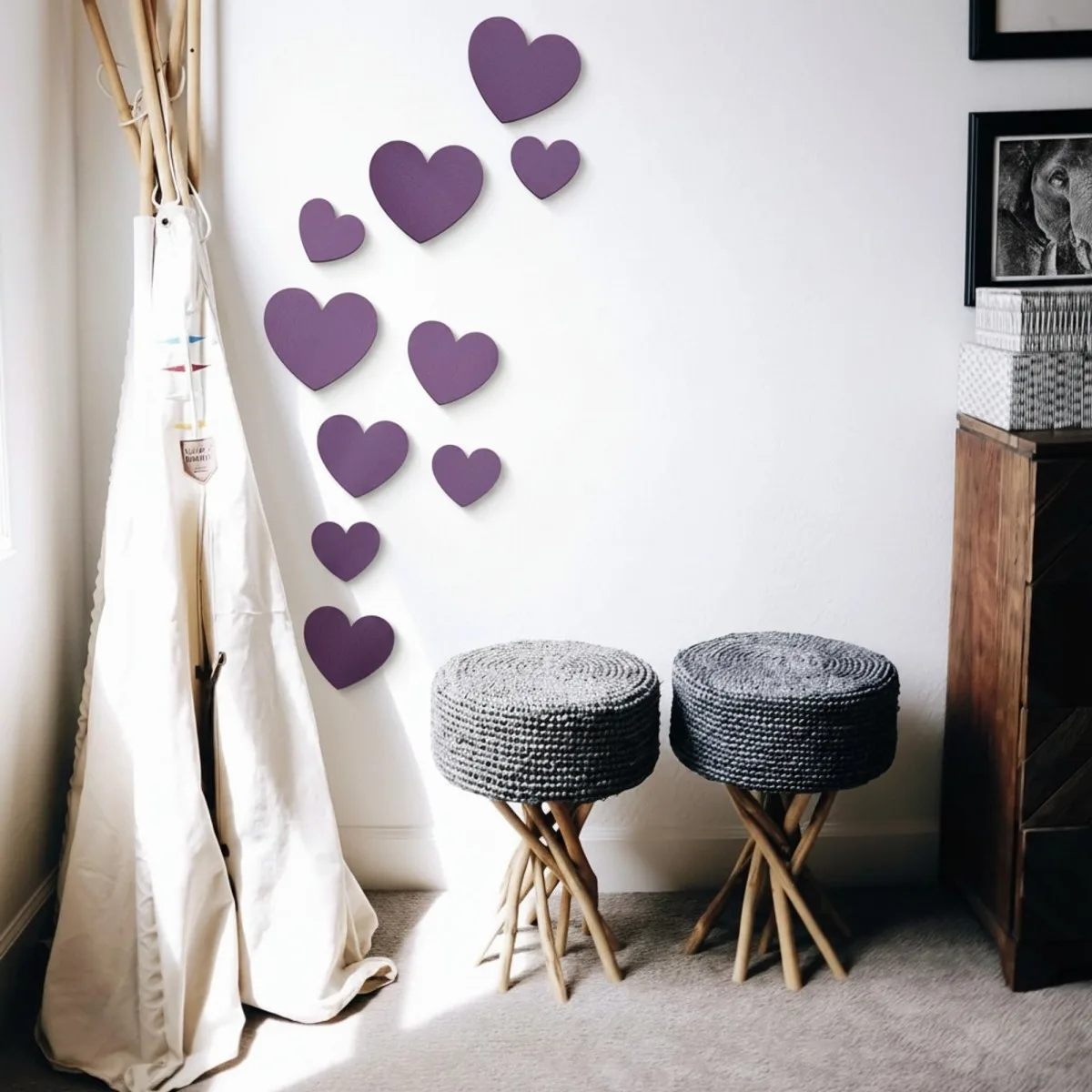Birch Plywood Wood Wall Decoration - Hearts (10 pieces)
