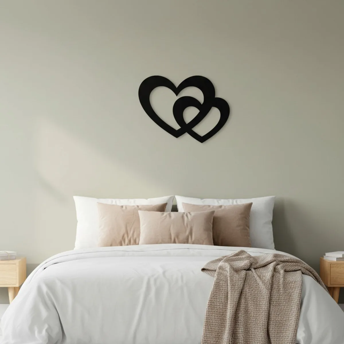 Houten decoratie - Twee harten