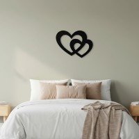 Houten decoratie - Twee harten