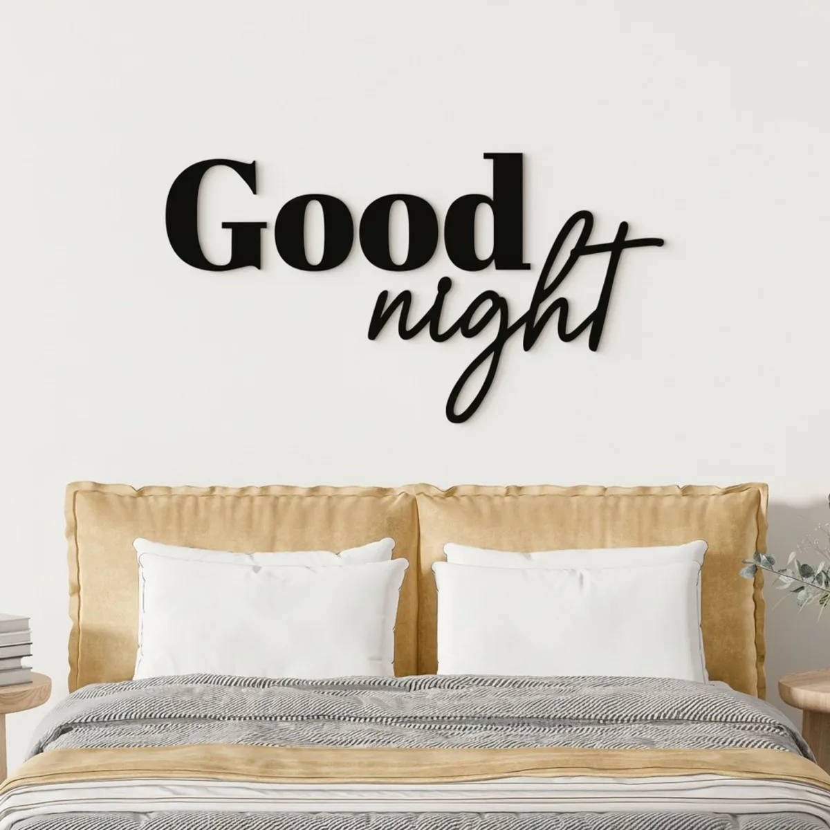 Good Night wanddecoratie van berken multiplex