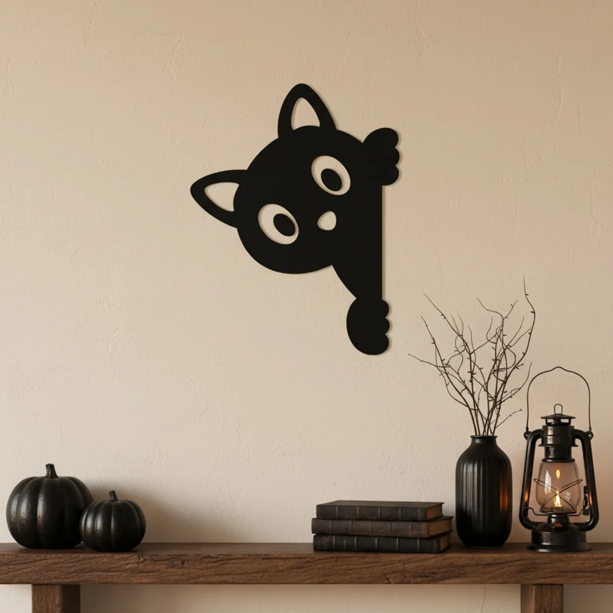 Peeping Cat Wall Decor – Cat Corner Silhouette – Birch Plywood