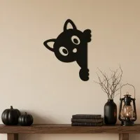Peeping Cat Wall Decor – Cat Corner Silhouette – Birch Plywood
