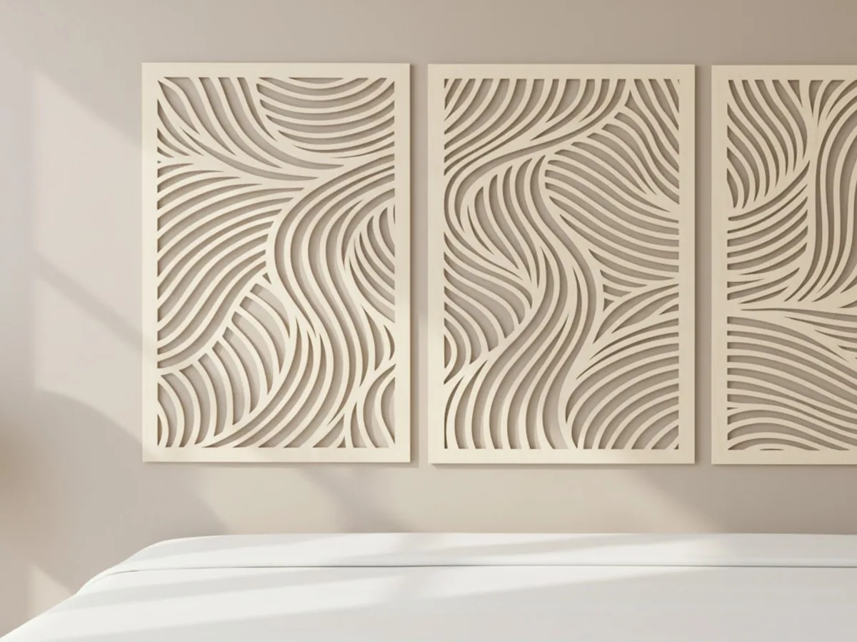 Flowing Lines Wave Panels Wall Art, Set of 3