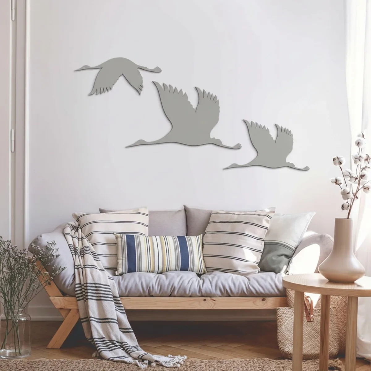 Flight of Cranes Wall Decor Set of 3 – Birch Plywood