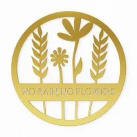 Déco murale en contreplaqué – No Rain No Flowers, ronde