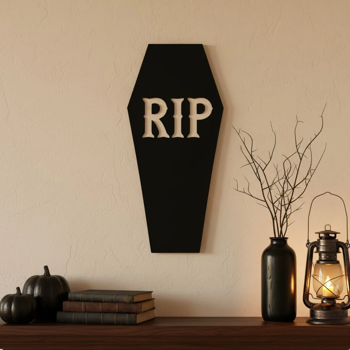 RIP Coffin Wall Decor – Halloween Coffin Sign – Birch Plywood