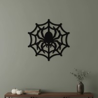 Spider on Web Wall Decor – Halloween Silhouette – Birch Plywood 45x45 cm