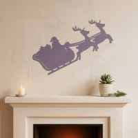 Traîneau du Père Noël – silhouette murale en contreplaqué de bouleau avec rennes