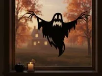 Décor mural Fantôme hurlant – silhouette Halloween avec griffes – contreplaqué de bouleau