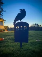 Halloween raaf grafsteen tuinsteker – RIP silhouet met raaf