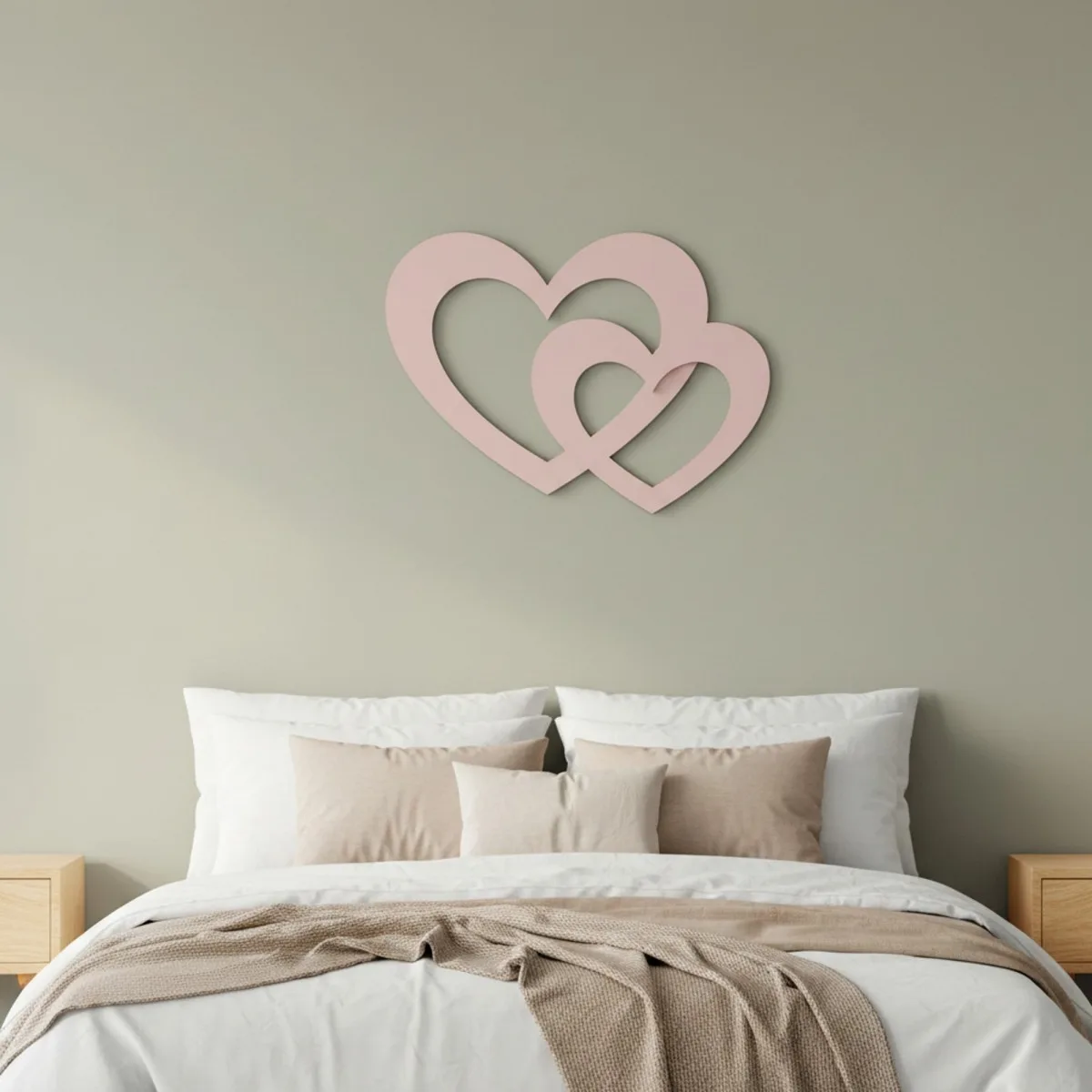 Houten decoratie - Twee harten