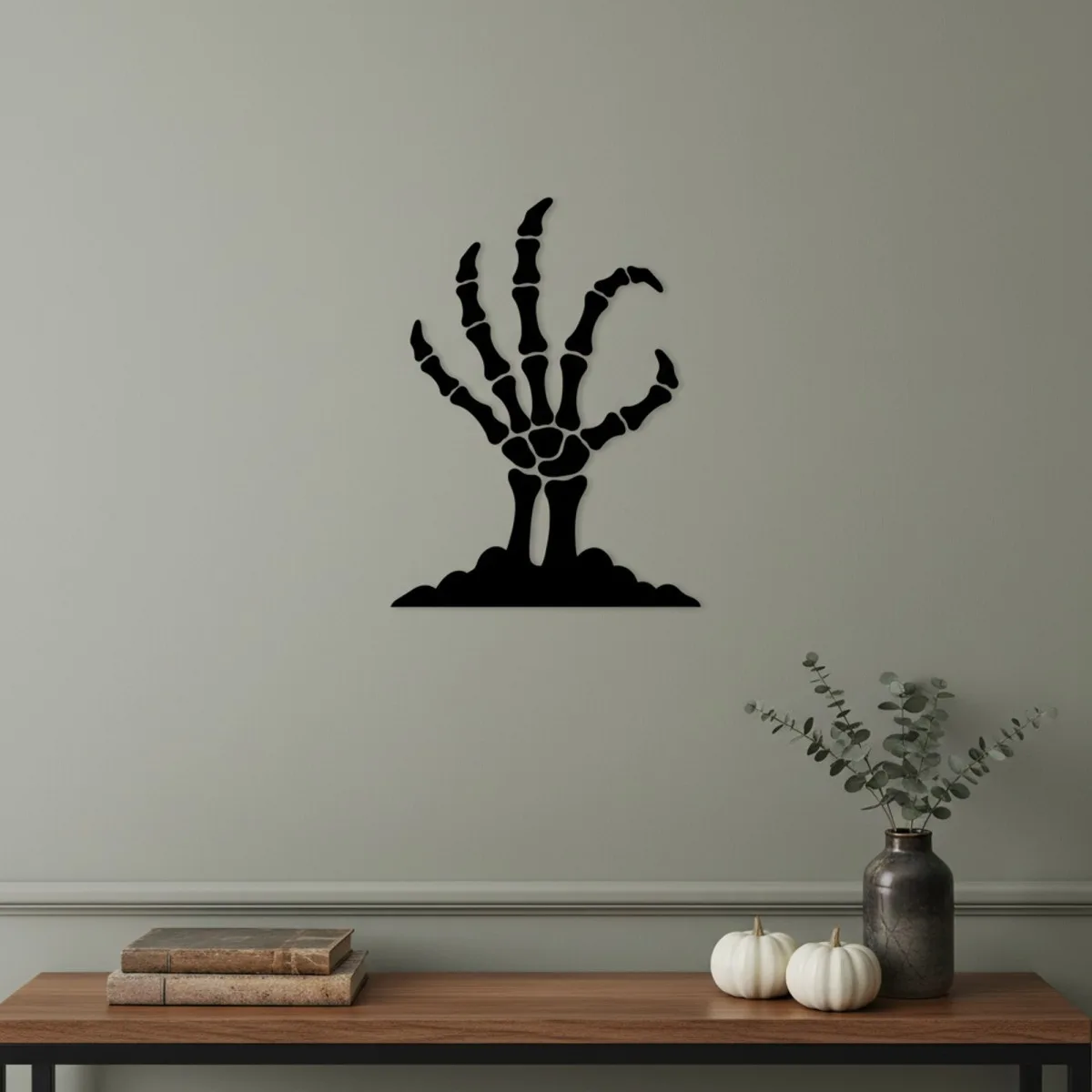 Skeleton Hand Wall Decor – Zombie Rising From Grave – Birch Plywood 35x45 cm