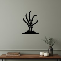 Skeleton Hand Wall Decor – Zombie Rising From Grave – Birch Plywood 35x45 cm