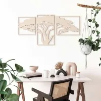 Houten wanddecoratie: Afrikaanse boom (3 delen) – Berken multiplex
