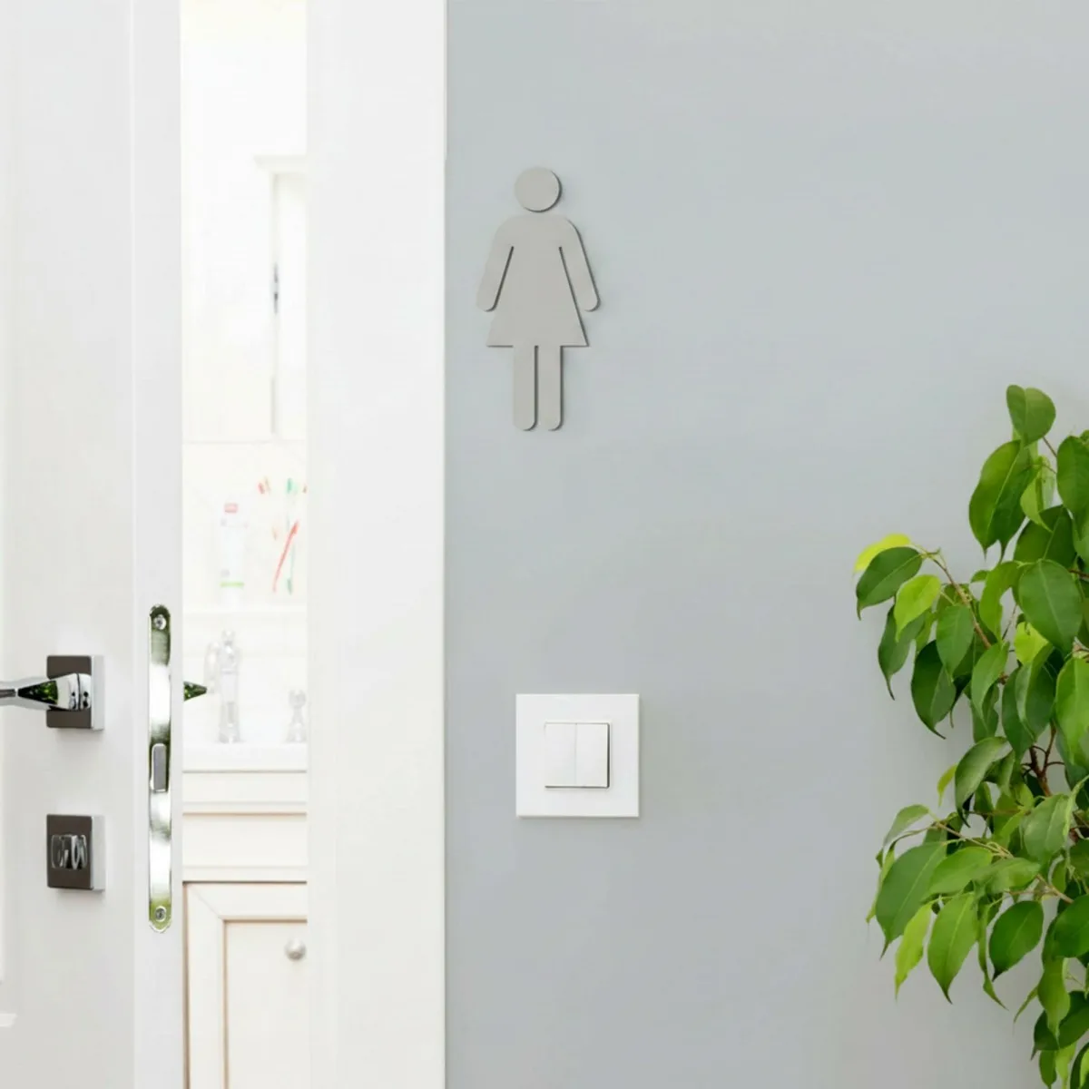 Birch Plywood Restroom Sign — WC Pictogram