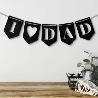 Holz-Girlande „I love Dad“ aus Birken-Sperrholz – 5 Wimpel