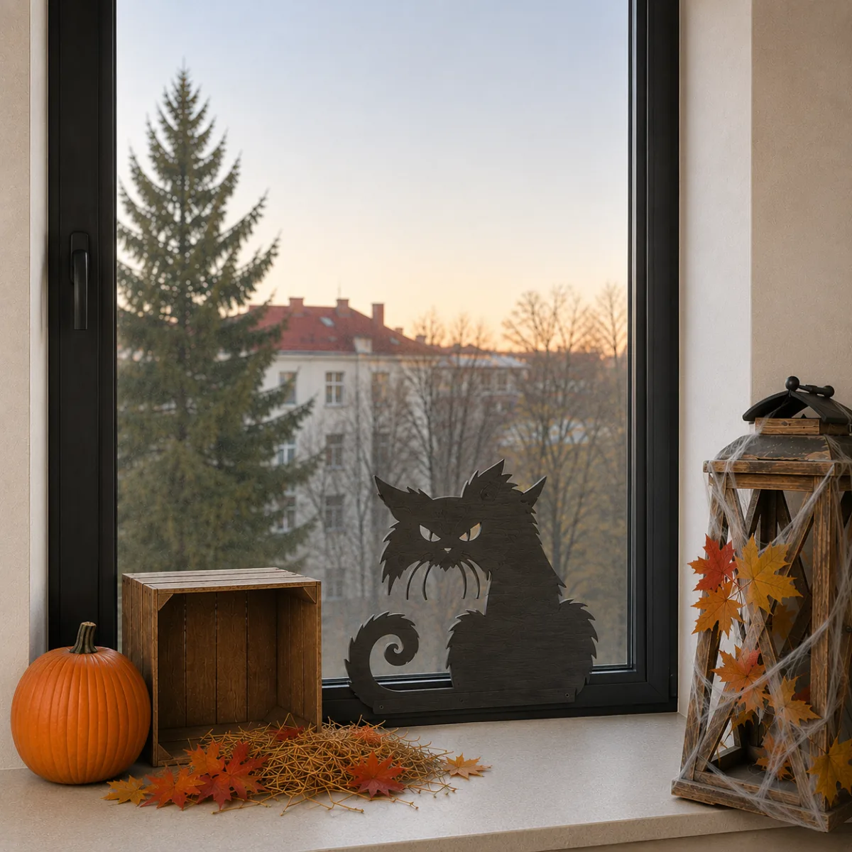 Décoration d'Halloween en bois : le chat