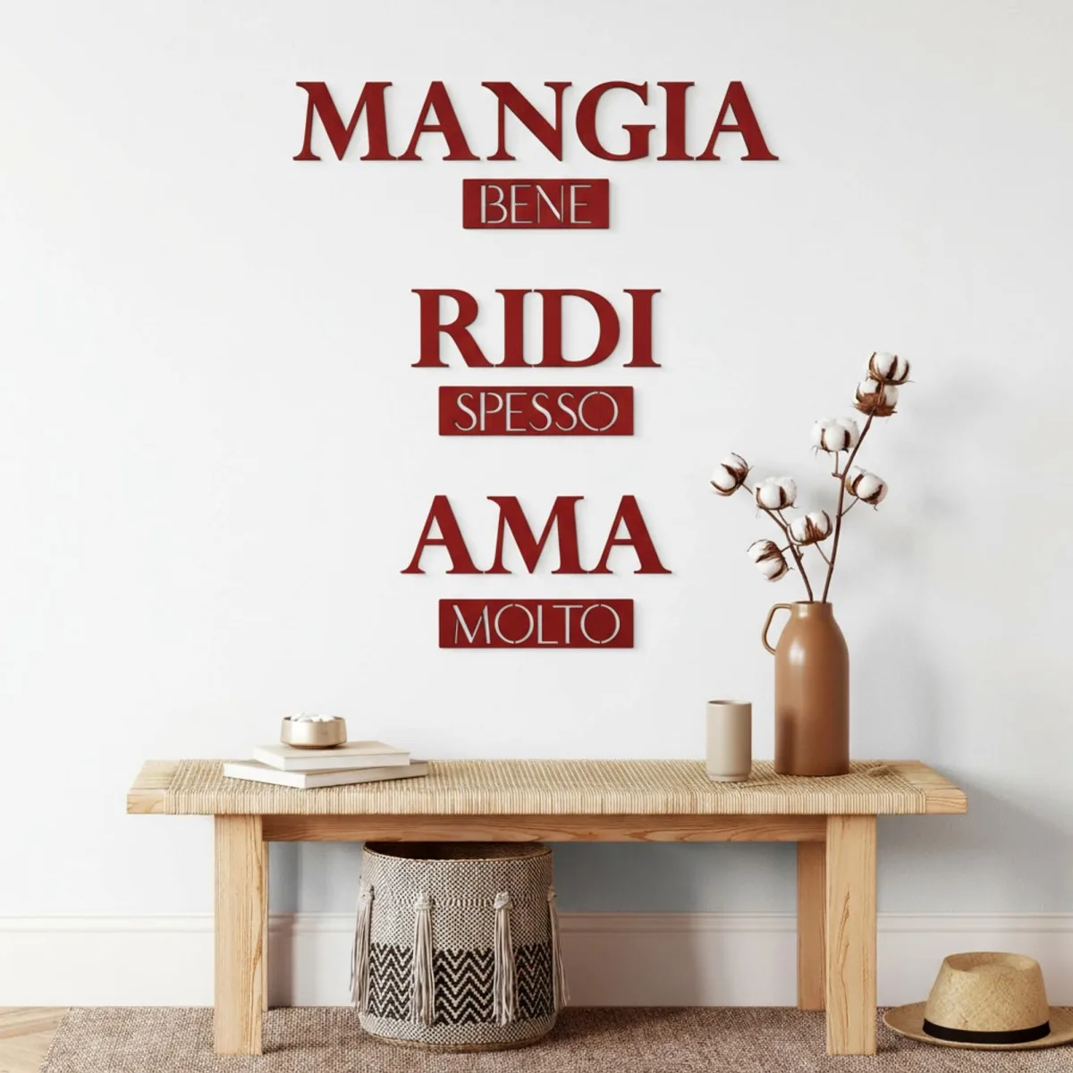 Multiplex wanddecoratie – Mangia bene, Ridi spesso, Ama molto