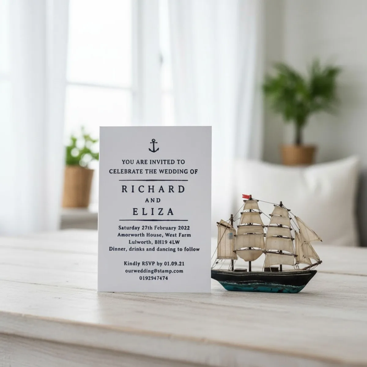 Nautical Wedding Invitation Stamp – Custom Text