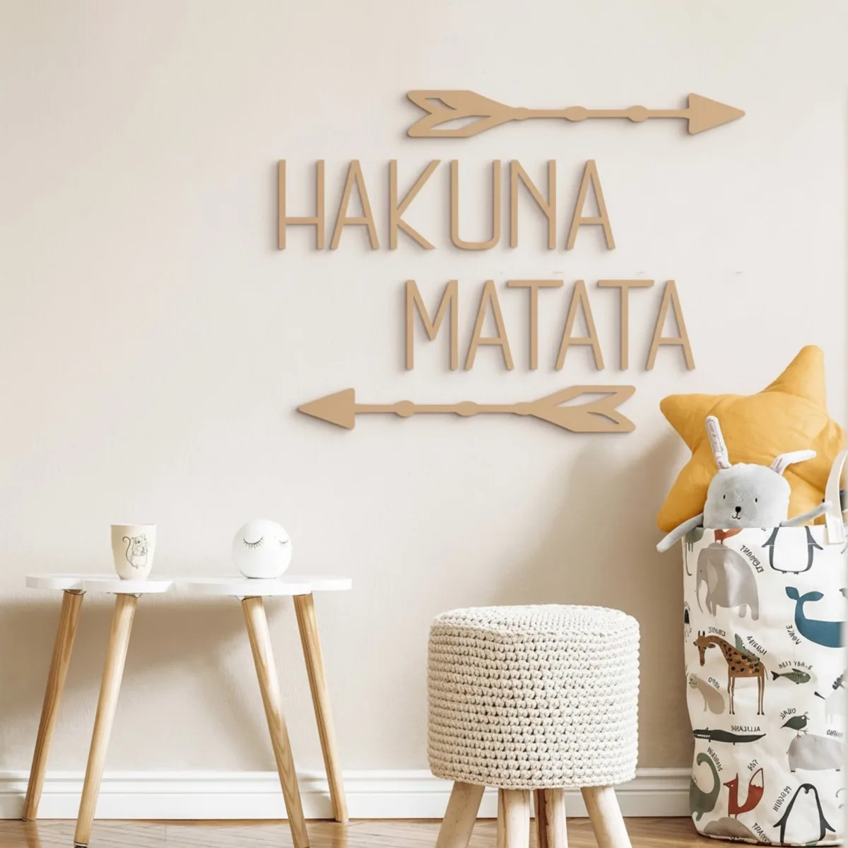 Hakuna Matata Wooden Wall Decor with Arrows - Birch Plywood
