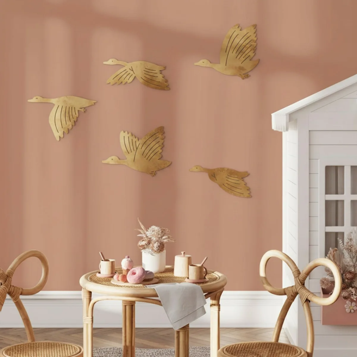 Décoration murale en contreplaqué de bouleau – Oies volantes, set de 5 pièces 88x60 cm