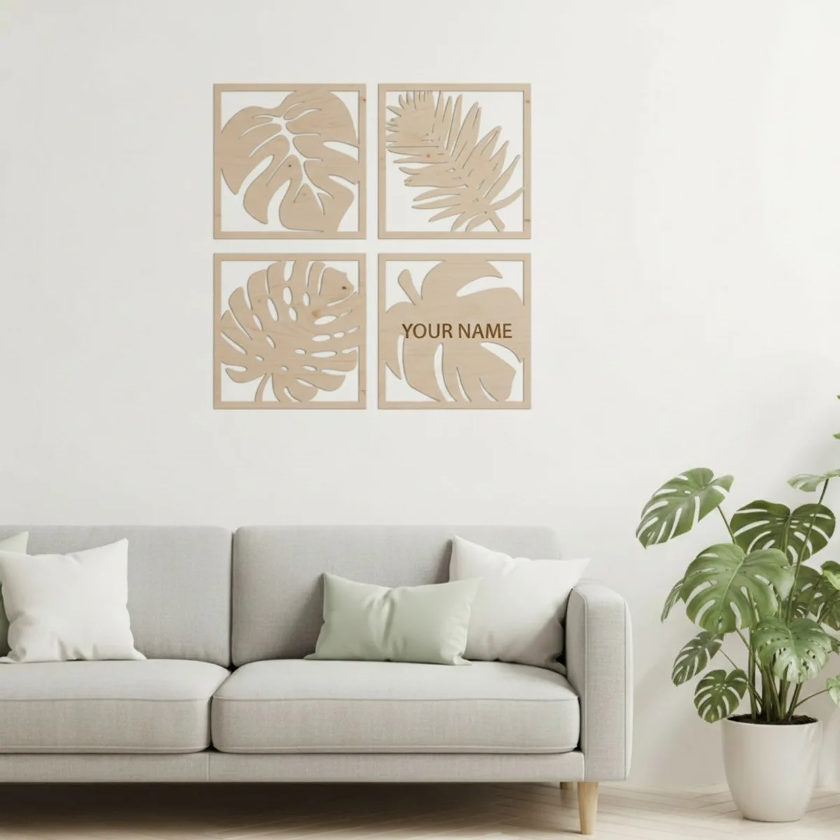Déco murale Feuilles tropicales – Set de 4 – Bouleau