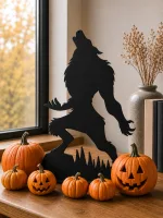 Wooden Werewolf Silhouette Decor