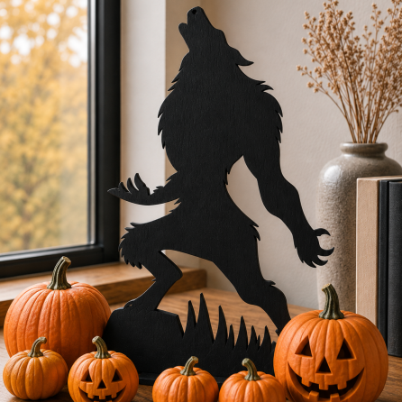 Wooden Werewolf Silhouette Decor