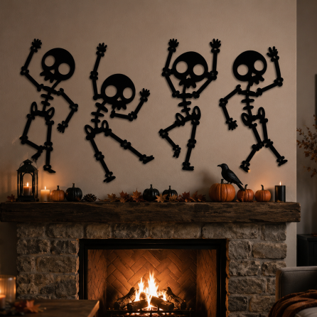 Set of Wooden Skeletons for Halloween