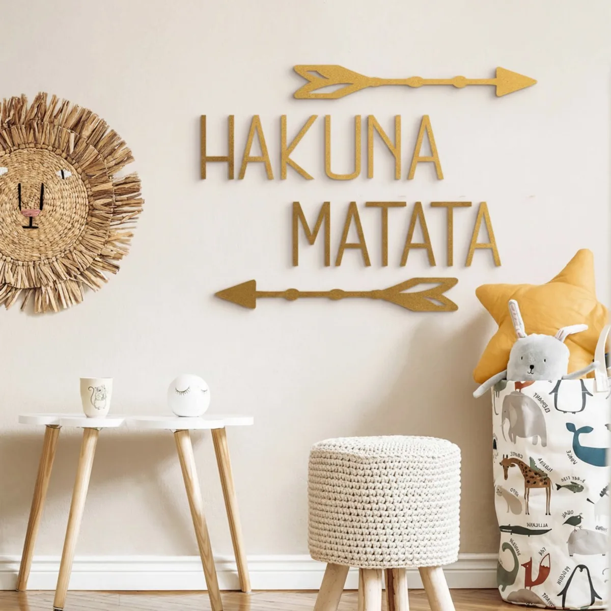 Hakuna Matata Wooden Wall Decor with Arrows - Birch Plywood