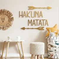 Hakuna Matata Wooden Wall Decor with Arrows - Birch Plywood